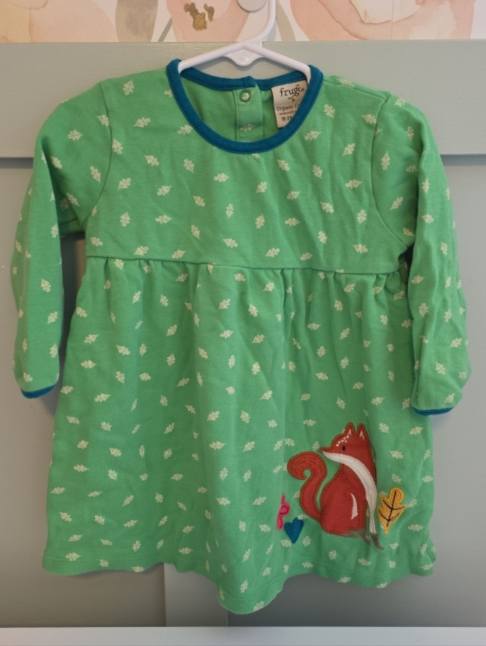 Frugi 18-24 months organic cotton fall leaves fox woodland animal dress european